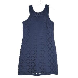 Lilly Pulitzer Laser Cut Shift Dress Navy Blue Sleeveless Women's Size S